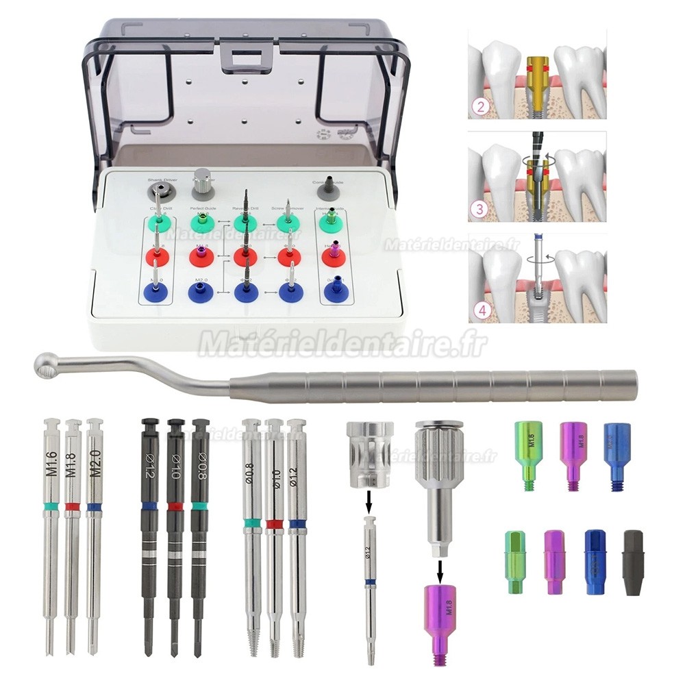 Kit universel d'extraction de vis cassées d'implant compatible avec l'outil de réparation Neobiotech SR